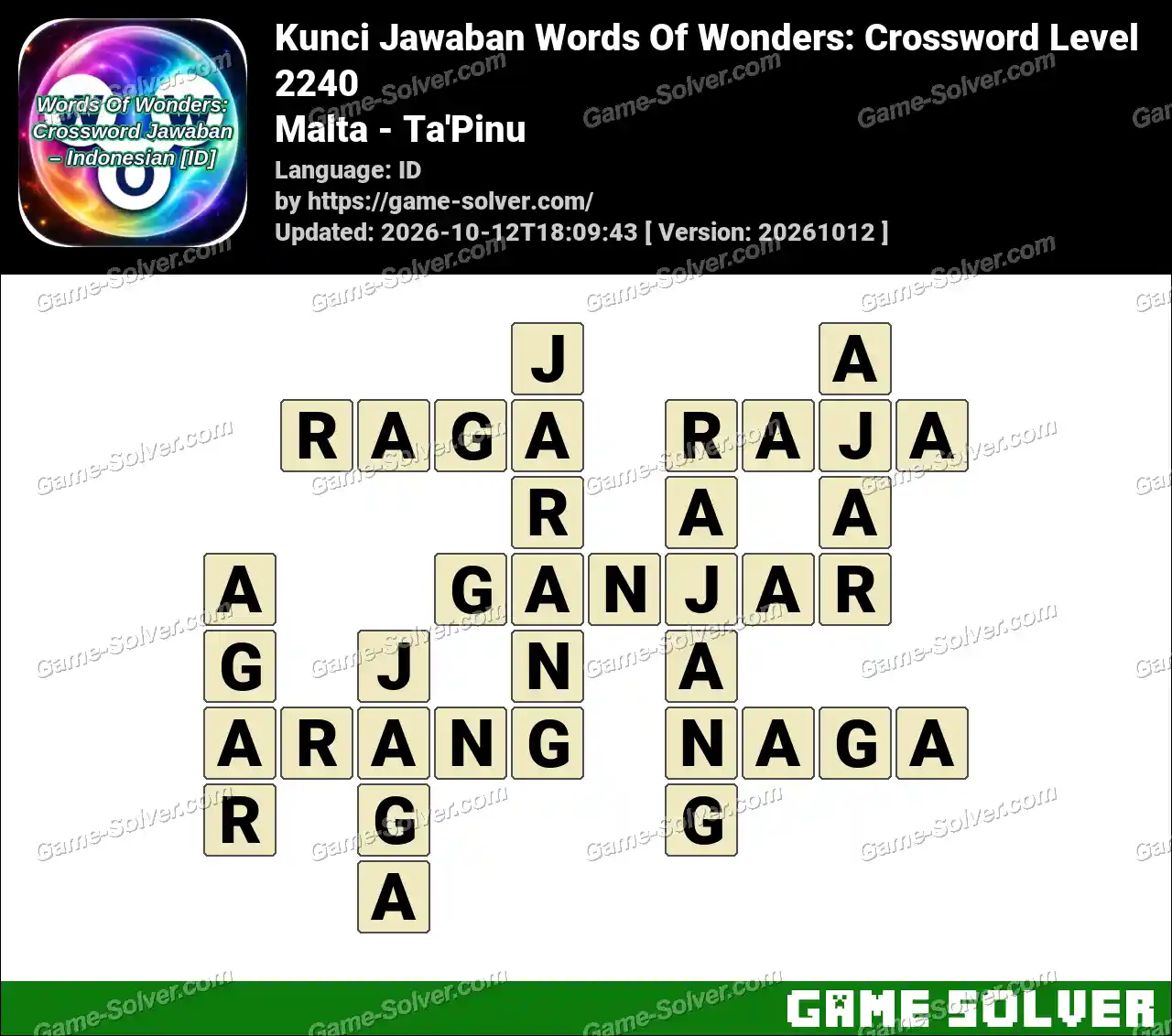 Kunci Jawaban Words Of Wonders: Crossword Level 2240 – Malta – Ta’Pinu